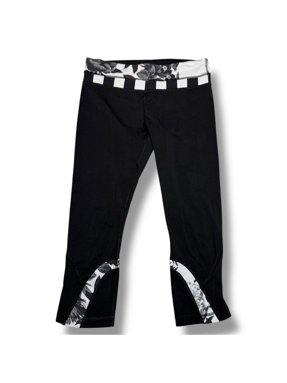Lululemon Women’s Run Inspire Crop II Black White Size 8